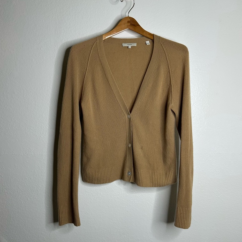 VINCE 100% Cashmere Ribbed Lightweight Button Down Cardigan Sweater Size Large